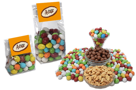 Milk Chocolate Covered Peanuts coated with a colored candy shell