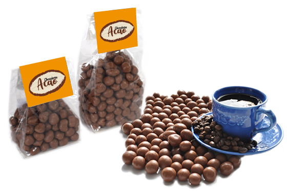 Café cubierto de Chocolate Leche al 34%
