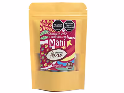 Man&iacute; cubierto de Chocolate Leche al 34%y Confitado en colores