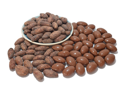 Granos de Cacao cubiertos de Chocolate Leche al 34%