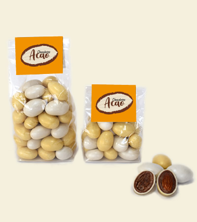 Milk Chocolate Covered Almonds coated with a silver & gold candy shell produl