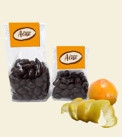 Cáscaras de naranja cubiertas de Chocolate Oscuro al 70% produl